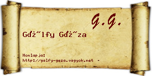 Gálfy Géza névjegykártya